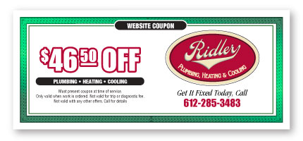 Ridler Online Coupon For Plumbing Heating Air Conditioning Service